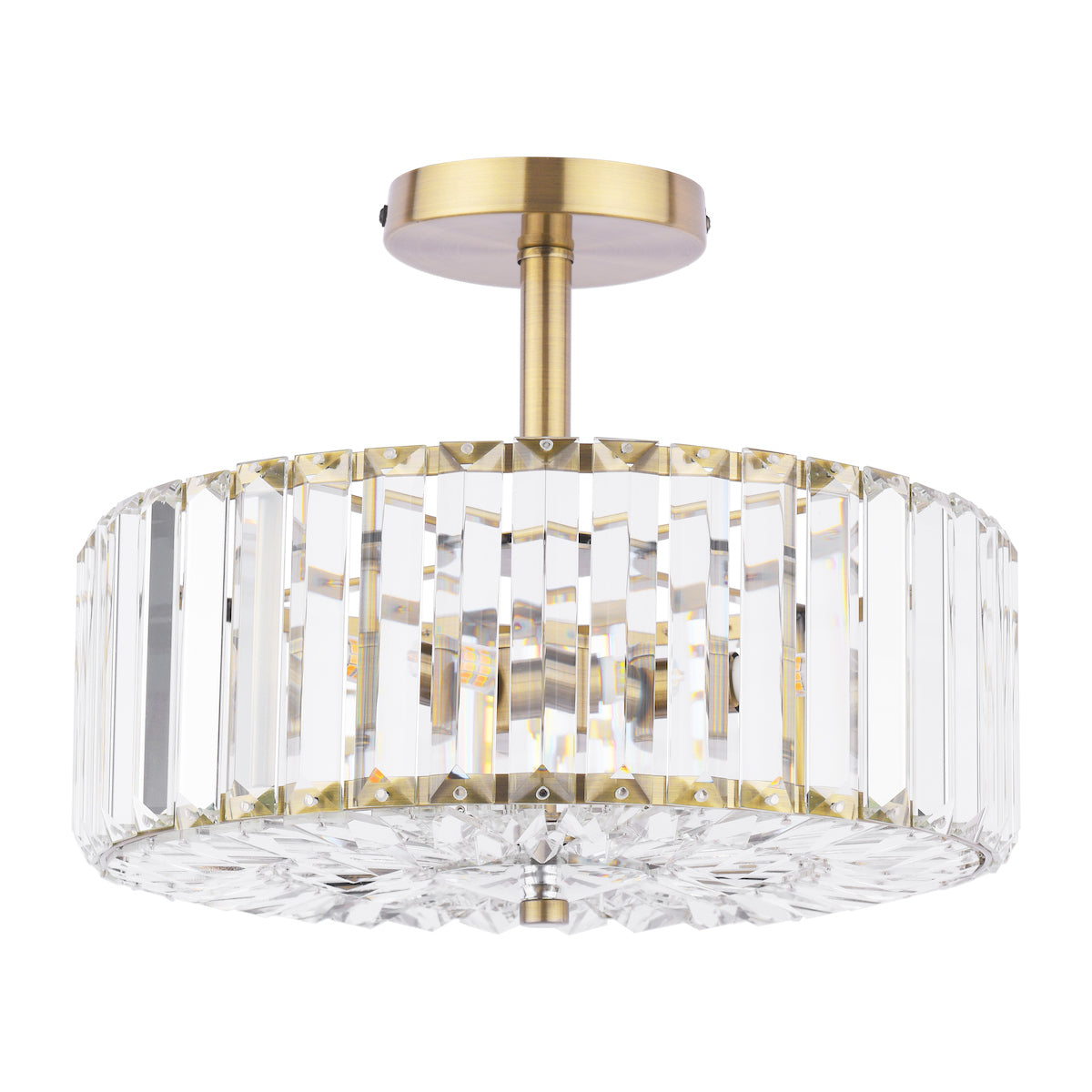 Laura Ashley Fernhurst 3 Light Semi-Flush Crystal and Antique Brass