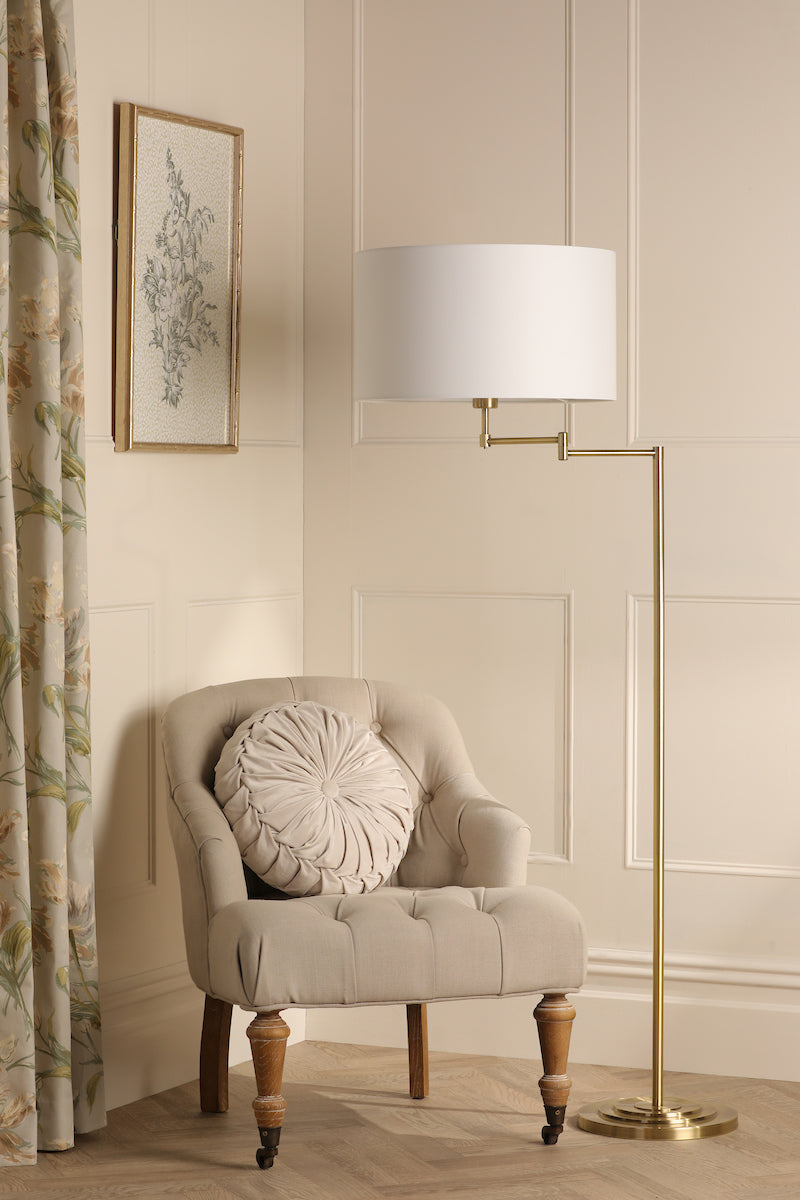 Laura Ashley Marlowe Floor Lamp Antique Brass With Shade