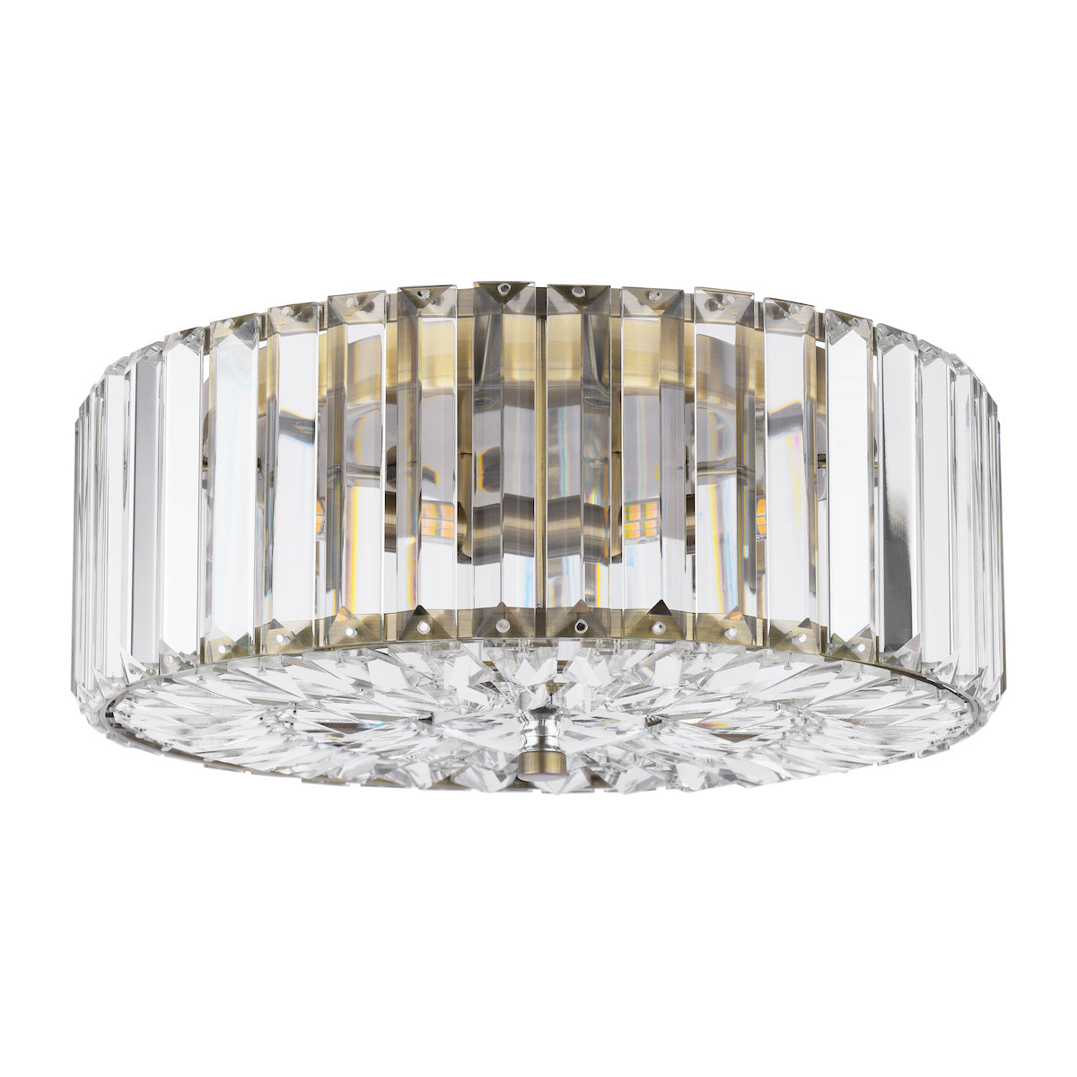 Laura Ashley Fernhurst 3 Light Flush Crystal and Antique Brass