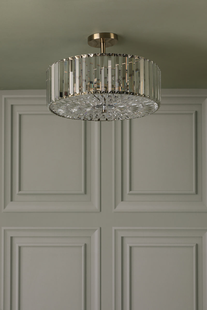 Laura Ashley Fernhurst 4 Light Semi-Flush Crystal and Antique Brass