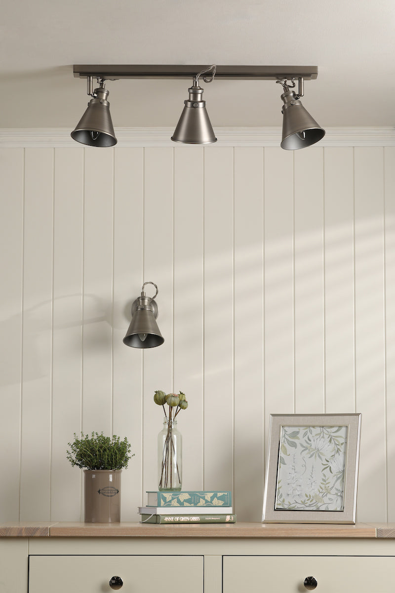 Laura Ashley Rufus 3 Light Bar Spotlight Industrial Nickel
