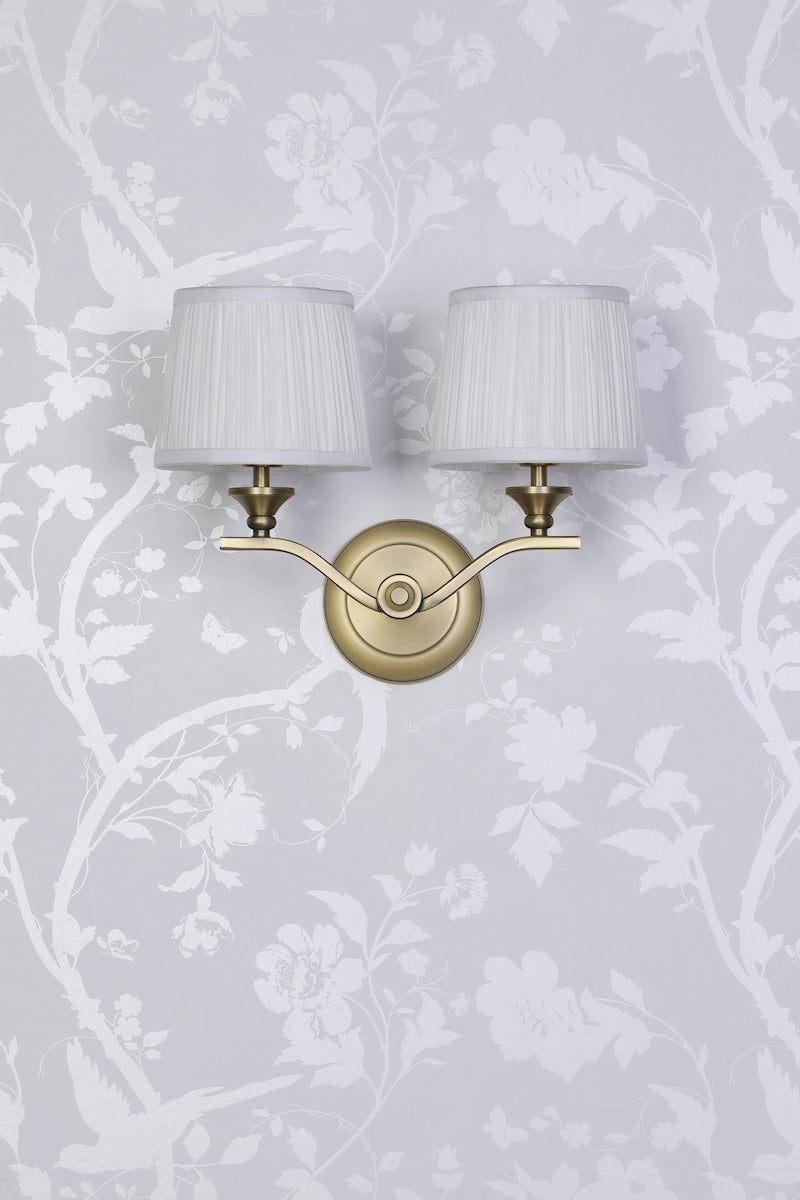 Laura Ashley Hemsley 2 Light Wall Light Matt Antique Brass With Shade