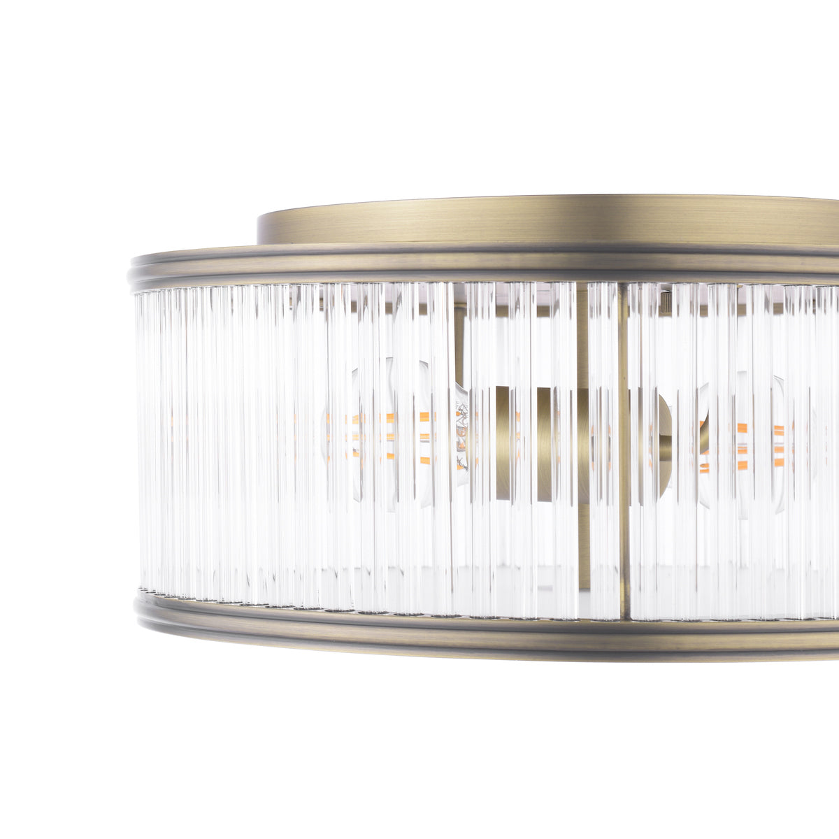 Laura Ashley Sutton 2 Light Flush Matt Antique Brass and Ribbed Glass