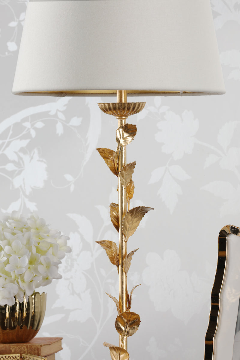Laura Ashley Halton Table Lamp Distressed Gold Leaf With Shade