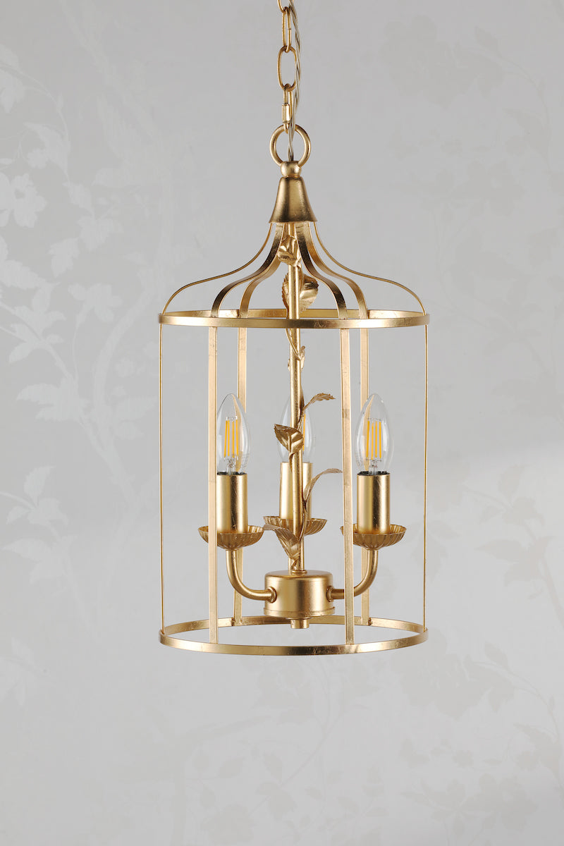Laura Ashley Halton 3 Light Pendant Distressed Gold Leaf