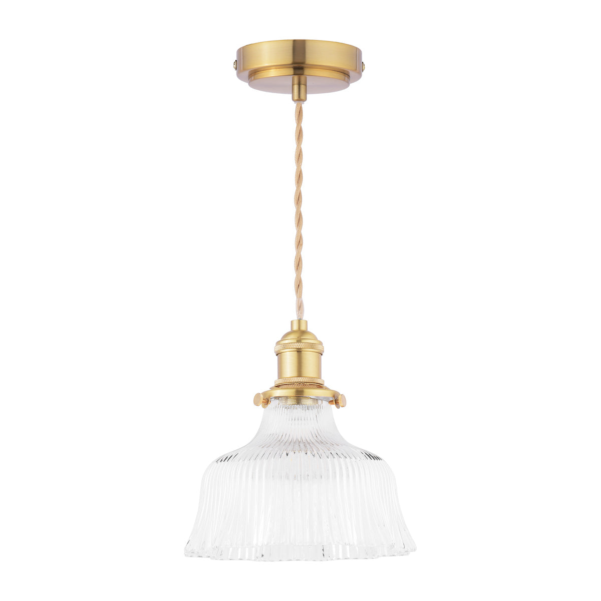 Laura Ashley Theodore Pendant Antique Brass and Ribbed Glass