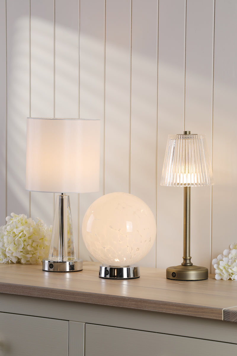 Laura Ashley Callaghan Table Lamp Matt Antique Brass and Ribbed Glass LED