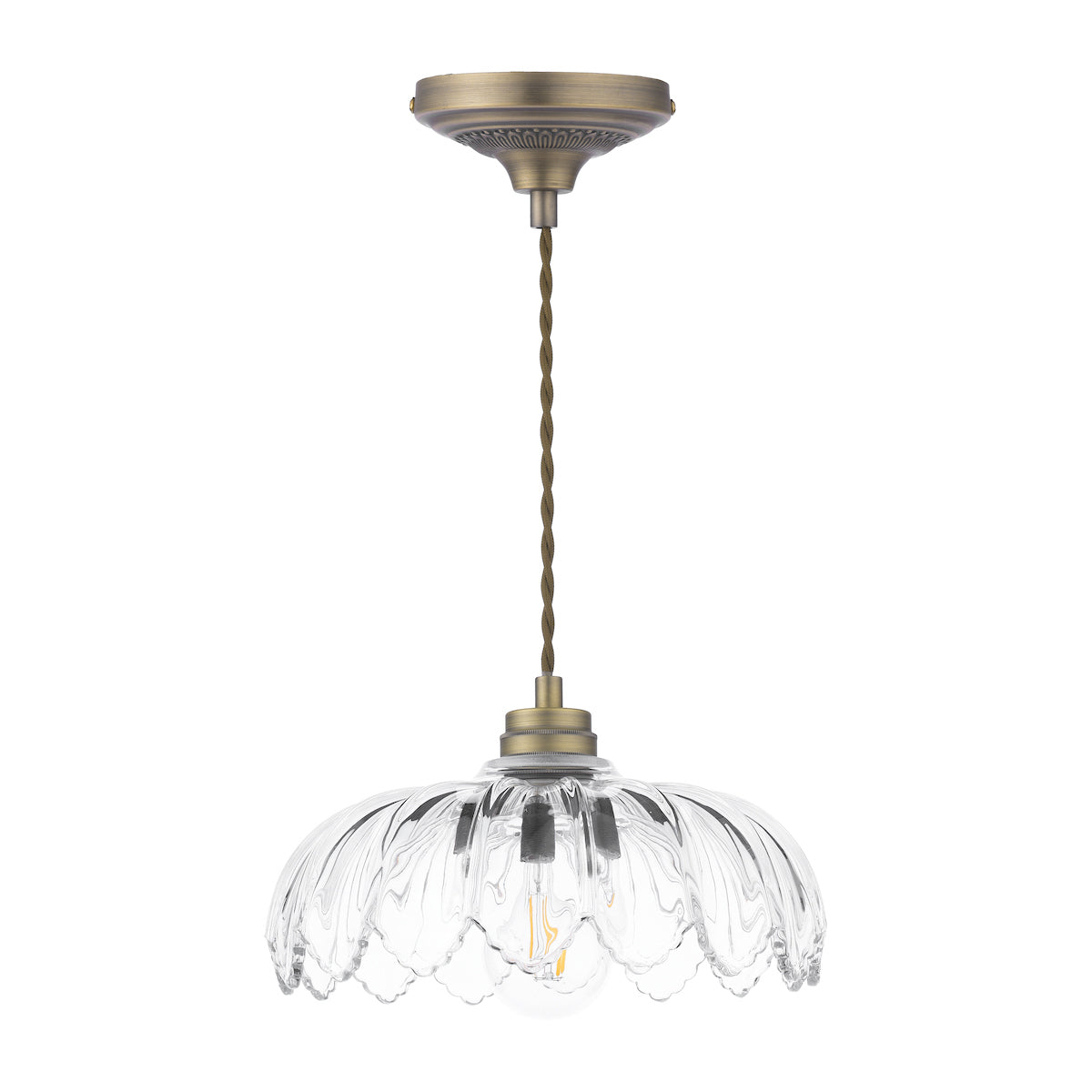 Laura Ashley Bexwell Pendant Matt Antique Brass and Glass