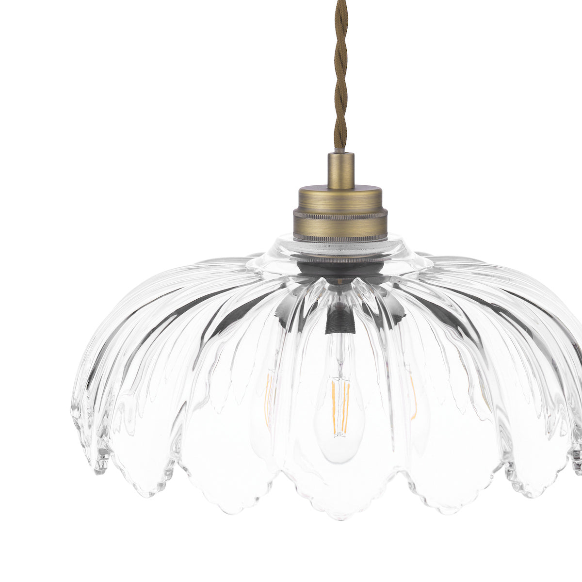 Laura Ashley Bexwell Pendant Matt Antique Brass and Glass