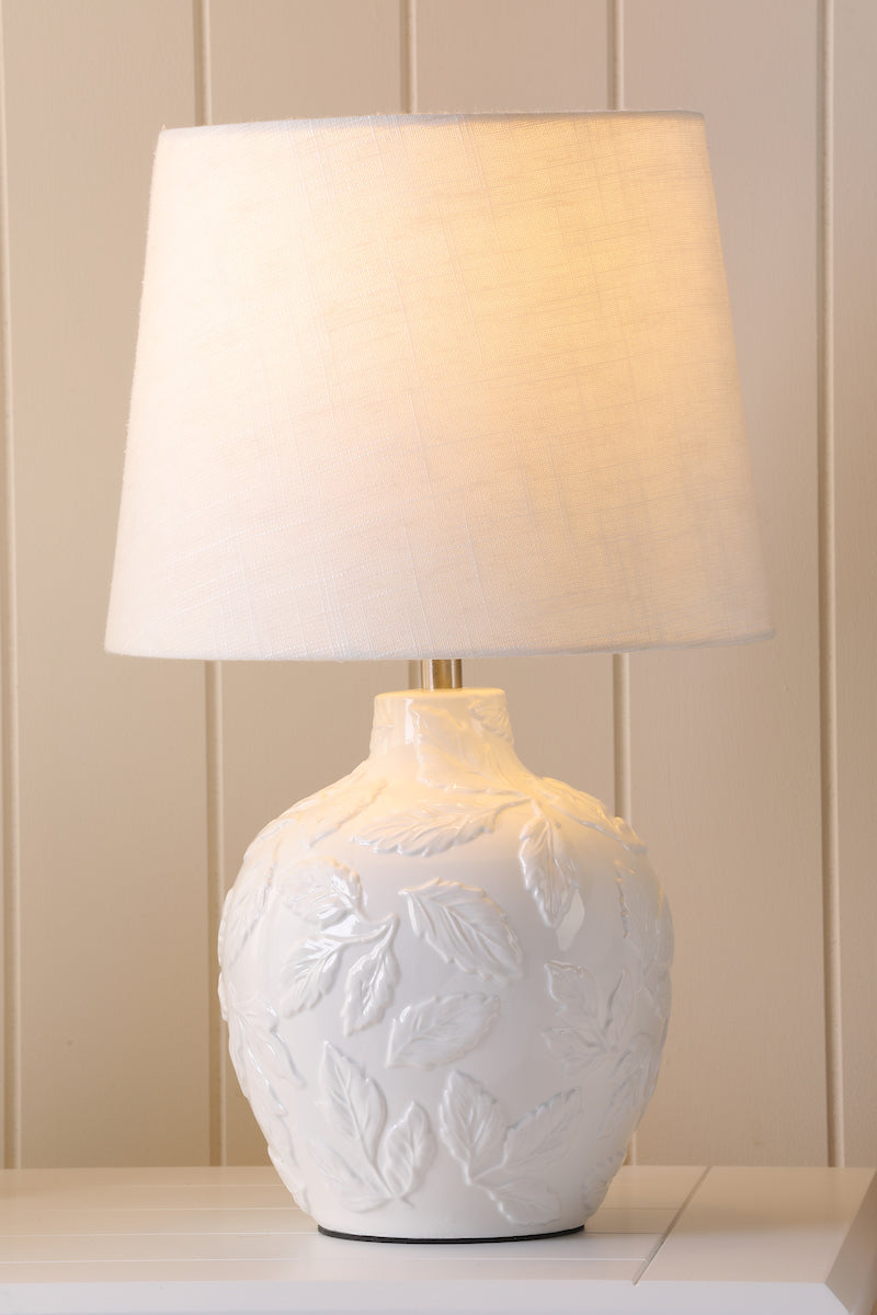 Laura Ashley Redhall Table Lamp White Ceramic and Polished Chrome With Shade