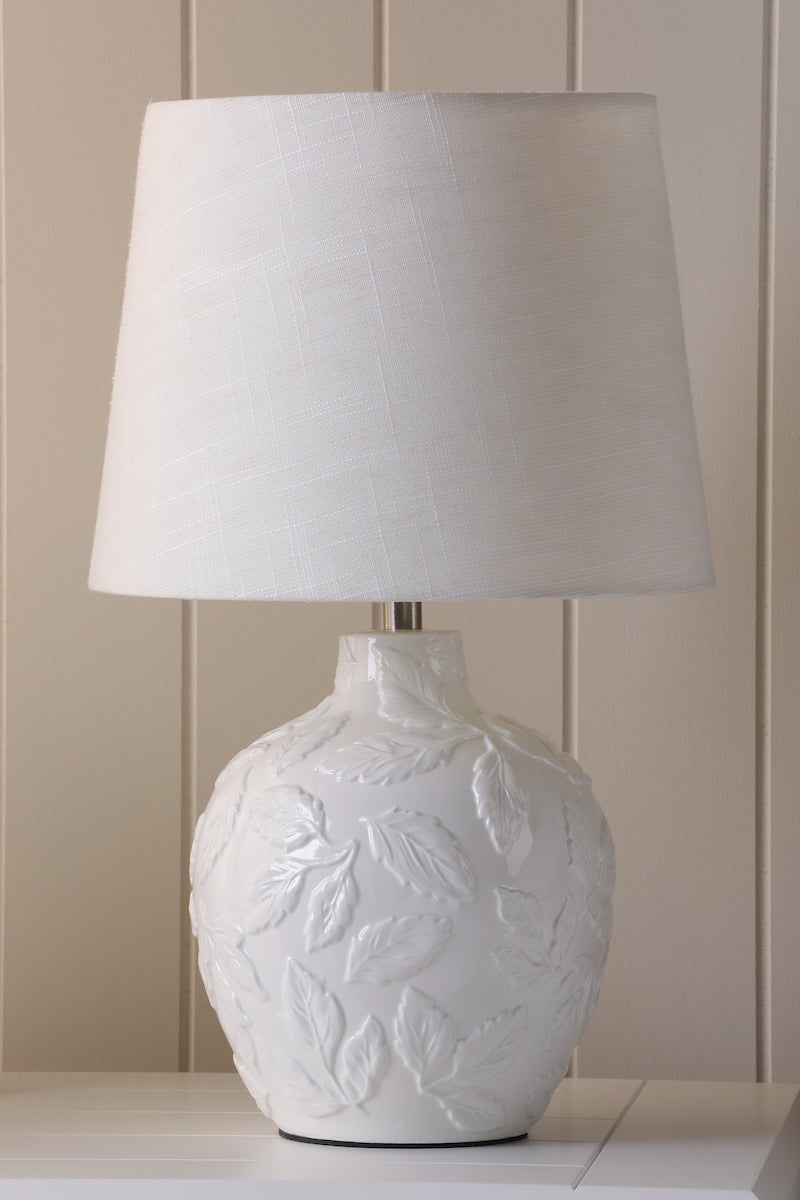 Laura Ashley Redhall Table Lamp White Ceramic and Polished Chrome With Shade