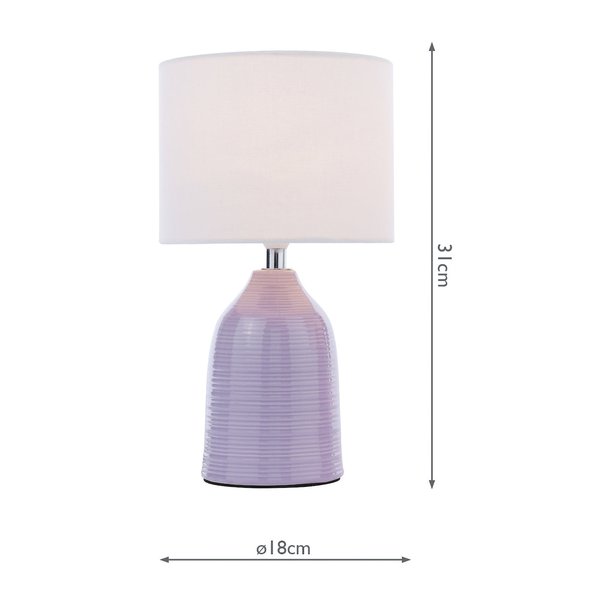 Laura Ashley Penny Table Lamp Purple Ceramic and Polished Chrome With Shade (Twin Pack)
