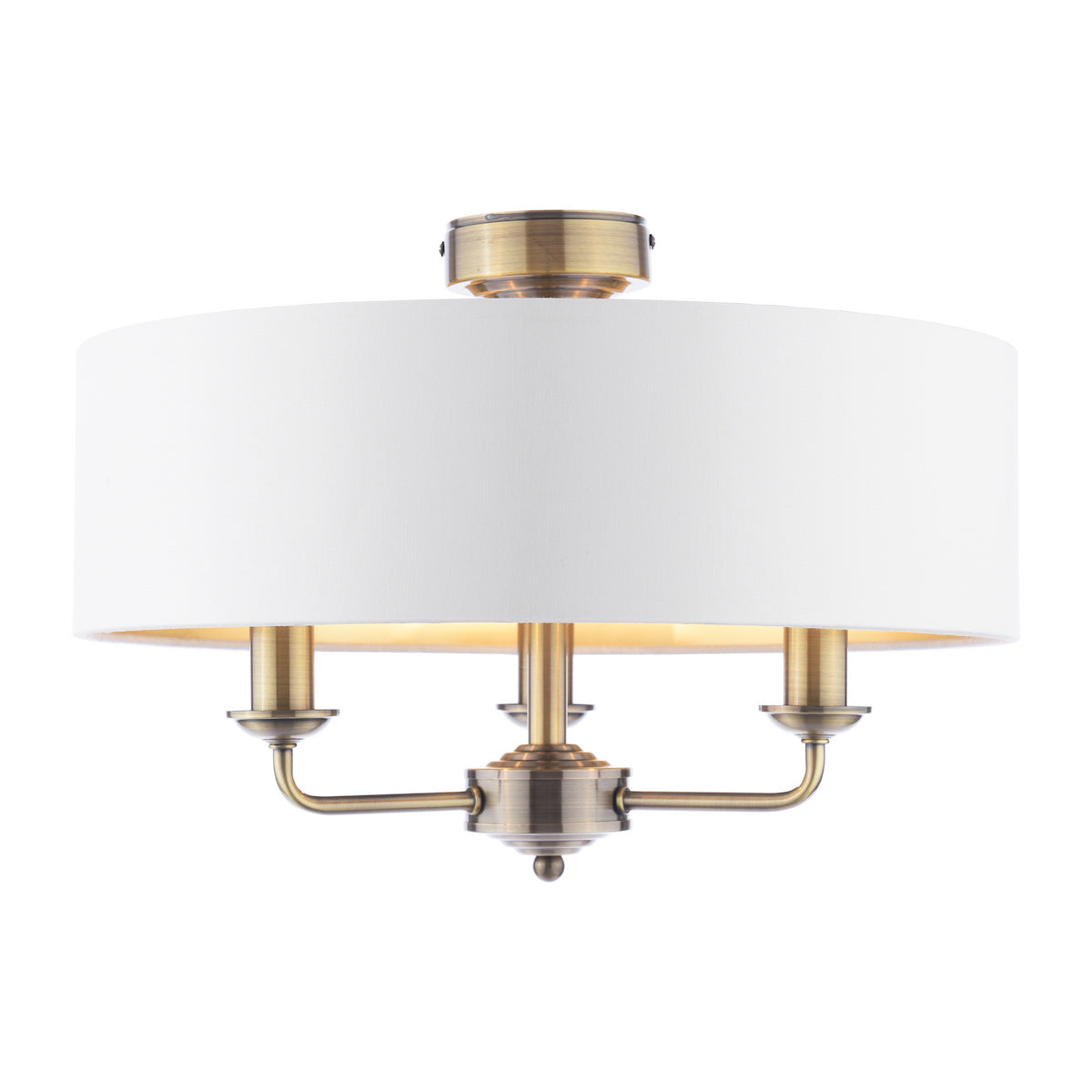 Laura Ashley Sorrento 3 Light Semi-Flush Antique Brass With Ivory Shade