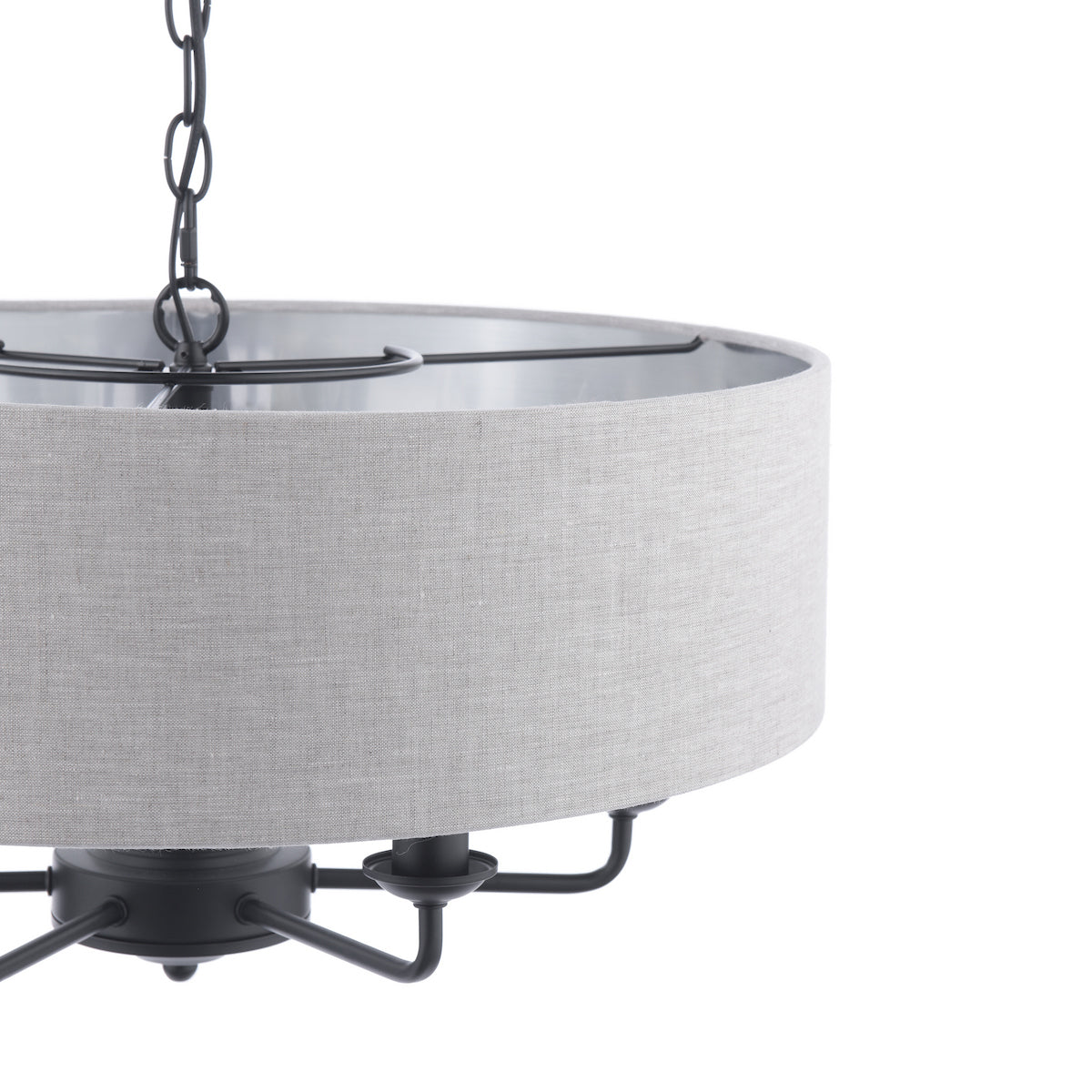 Laura Ashley Sorrento 6 Light Shadelier Matt Black With Natural Shade