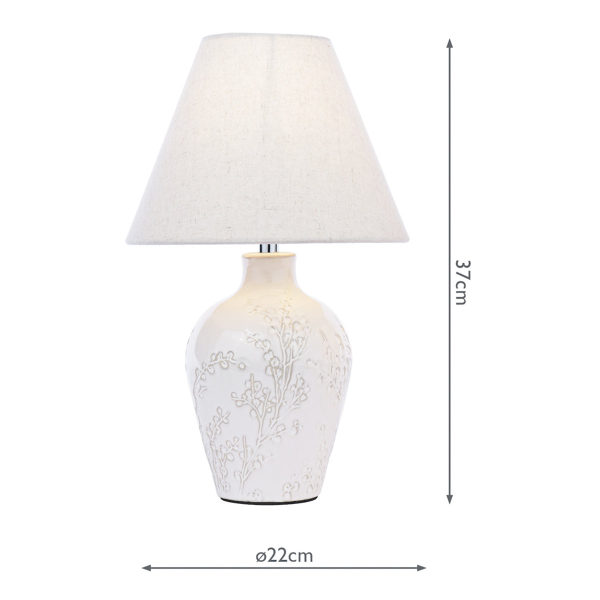 Laura Ashley Pussywillow Table Lamp Cream Ceramic and Polished Chrome With Shade (Twin Pack)