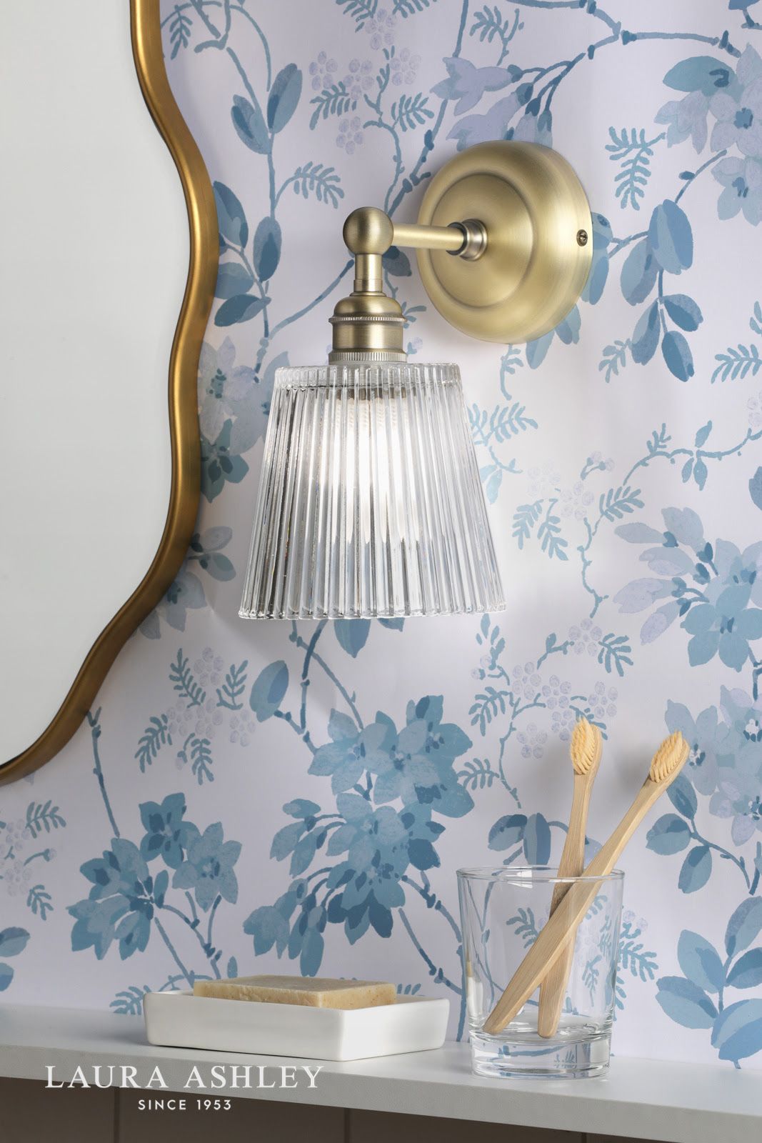 Callaghan Bathroom Wall Light Matt Antique Brass and Ribbed Glass IP44