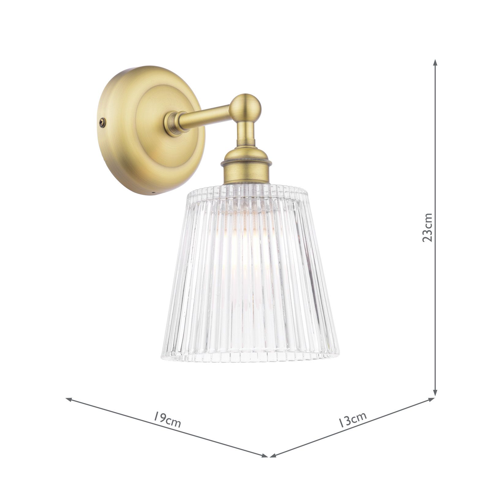 Callaghan Bathroom Wall Light Matt Antique Brass and Ribbed Glass IP44