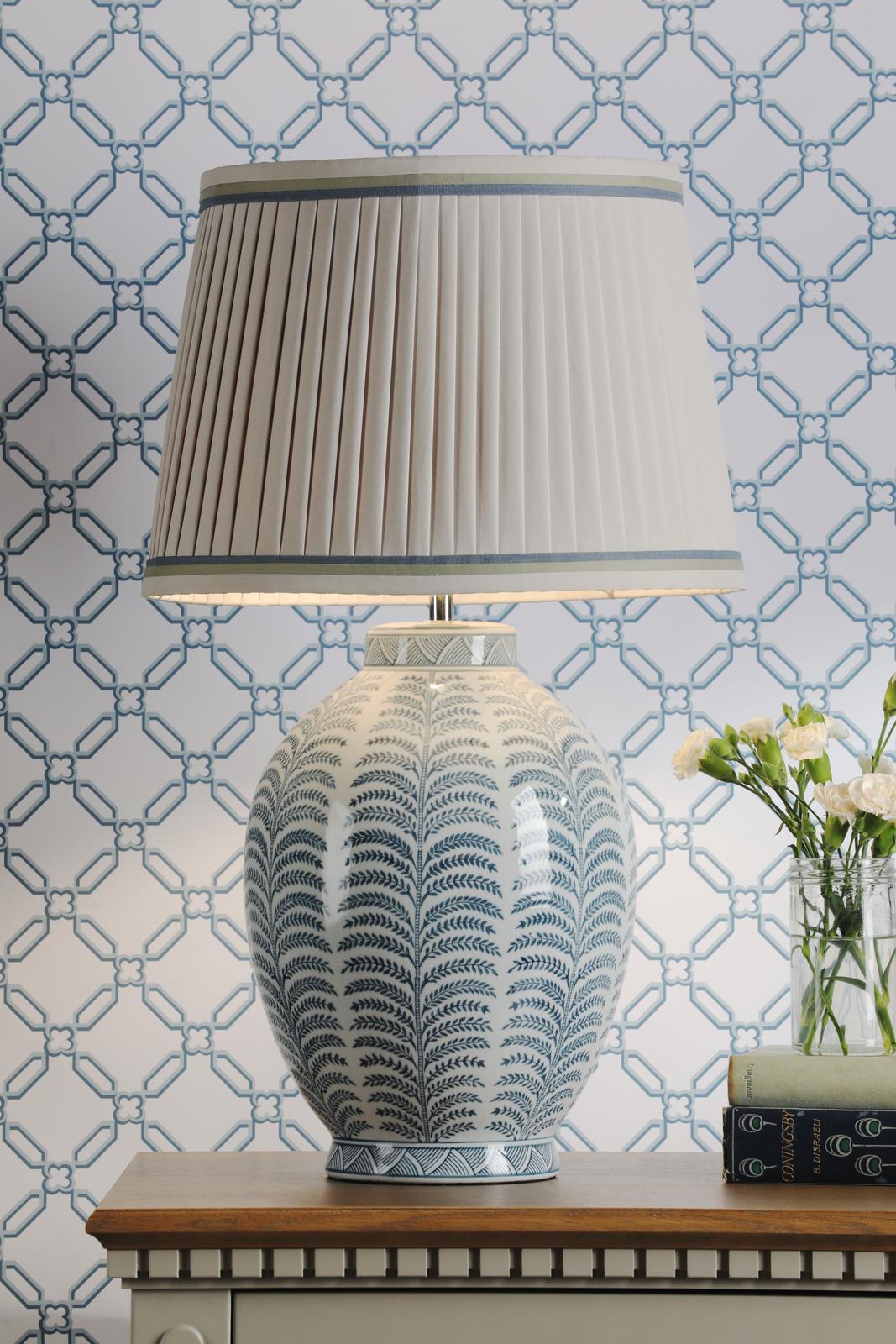 Laura Ashley Stannard Table Lamp Blue Ceramic With Shade
