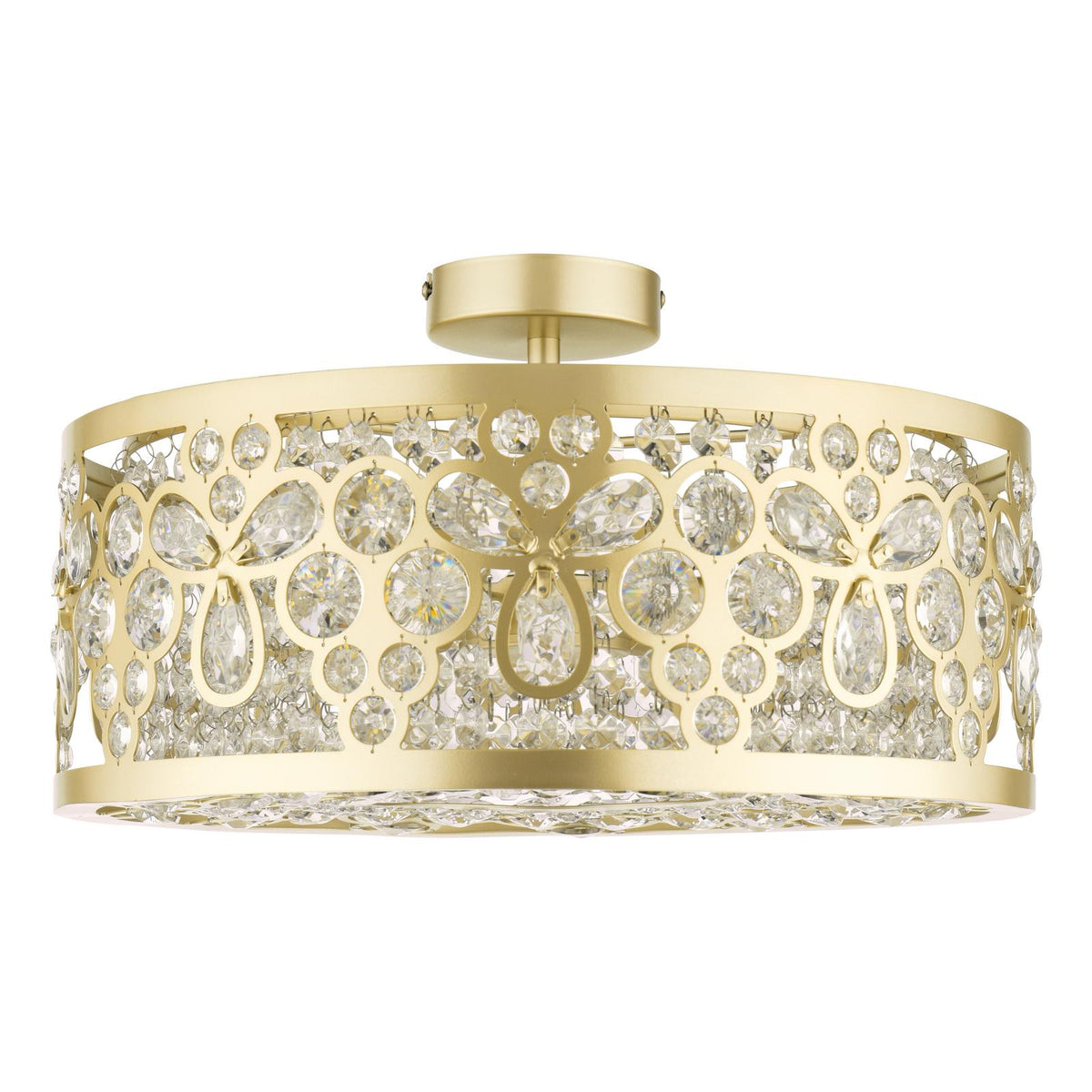 Laura Ashley Tilbrook 4 Light Flush Matt Champagne and Crystal