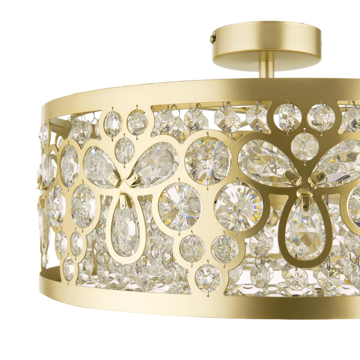 Laura Ashley Tilbrook 4 Light Flush Matt Champagne and Crystal