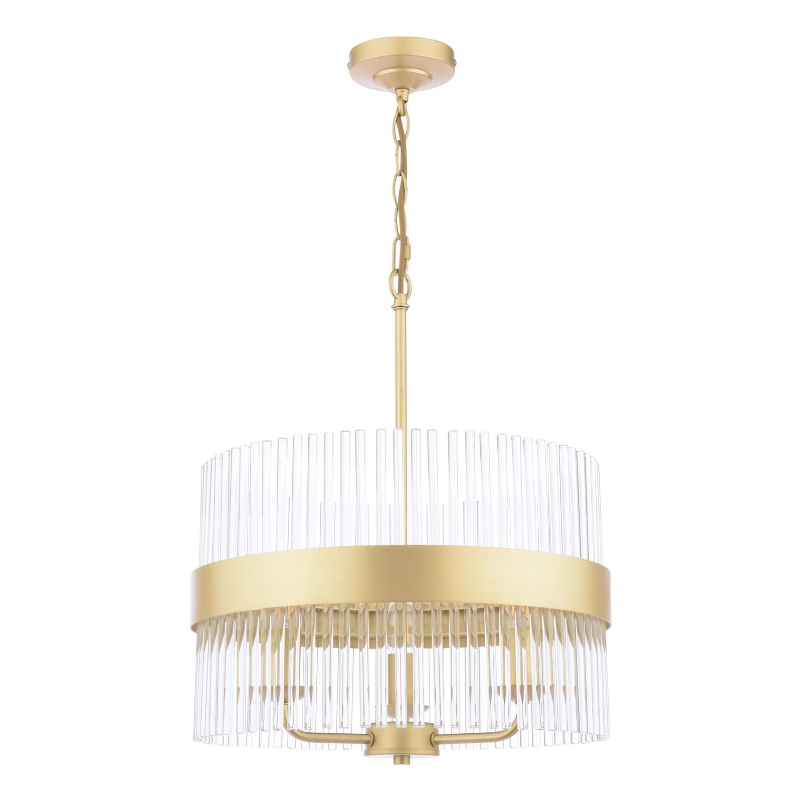 Laura Ashley Alexa 3 Light Pendant Glass and Matt Antique Brass