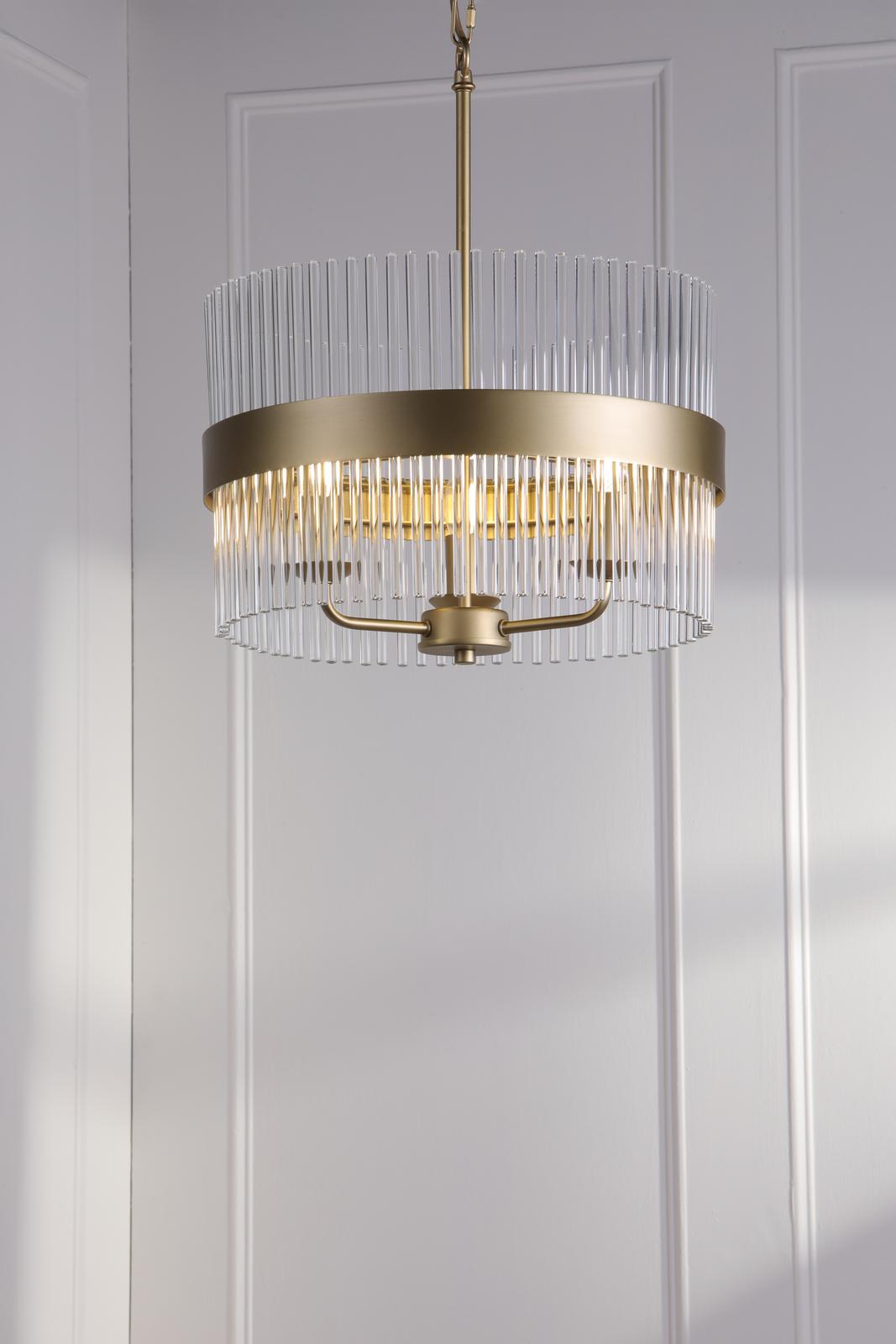 Laura Ashley Alexa 3 Light Pendant Glass and Matt Antique Brass
