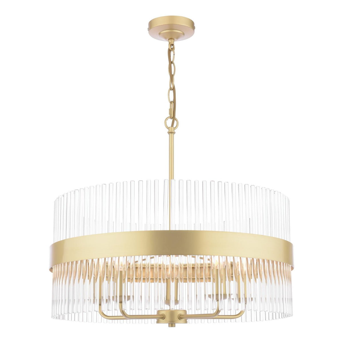 Laura Ashley Alexa 5 Light Pendant Glass and Matt Antique Brass