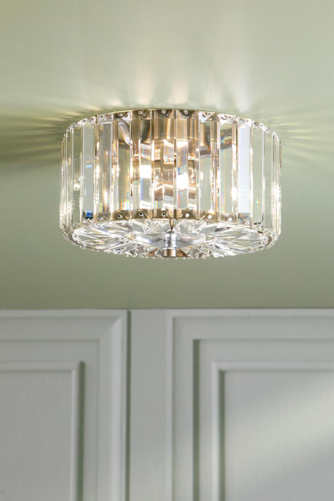 Laura Ashley Fernhurst Small 3 Light Flush Crystal and Antique Brass