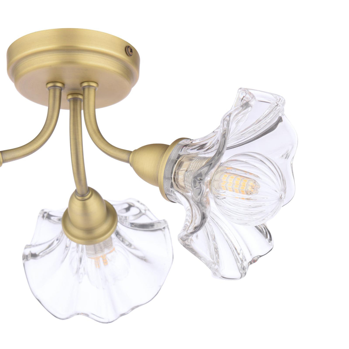 Laura Ashley Kerswell 3 Light Semi-Flush Matt Antique Brass and Glass