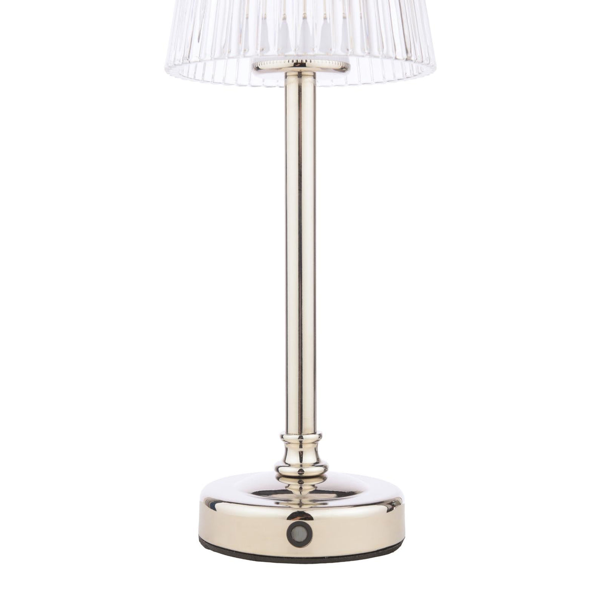 Laura Ashley Callaghan Rechargeable Table Lamp Polished Nickel and Ribbed Glass LED