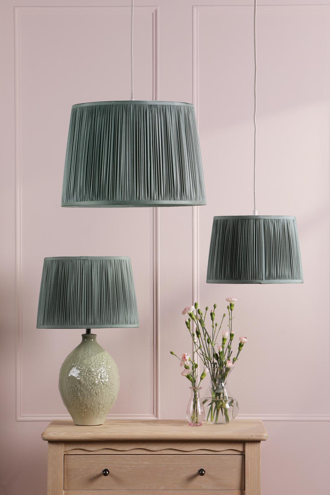 Laura Ashley Hemsley Green 100% Silk Tapered Drum Shade 40cm/16 inch