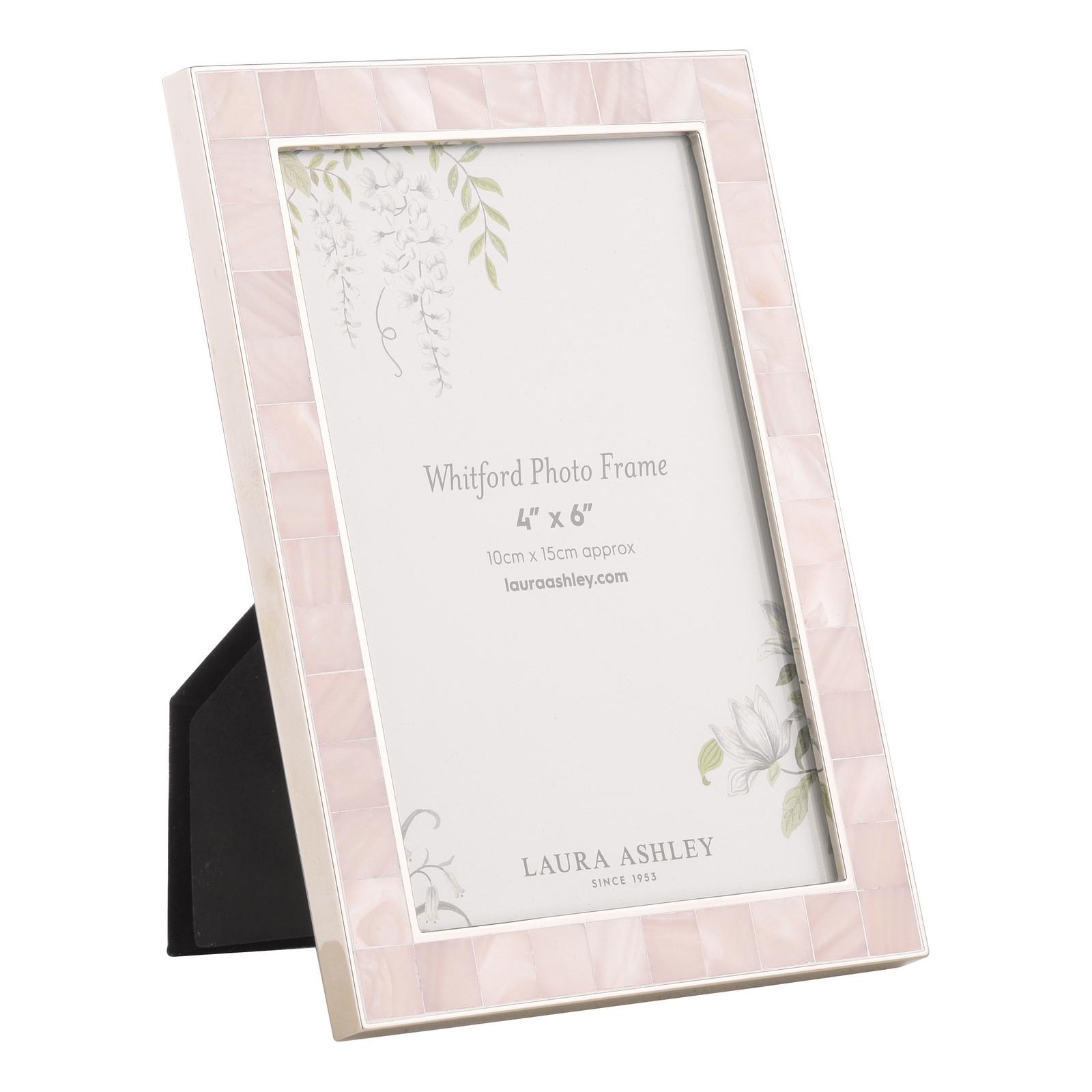 Laura Ashley Whitford Photo Frame Polished Nickel and Pink 4" x 6"