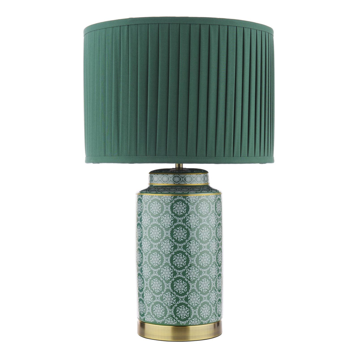 Laura Ashley Knipton Table Lamp Green Ceramic and Antique Brass With Shade
