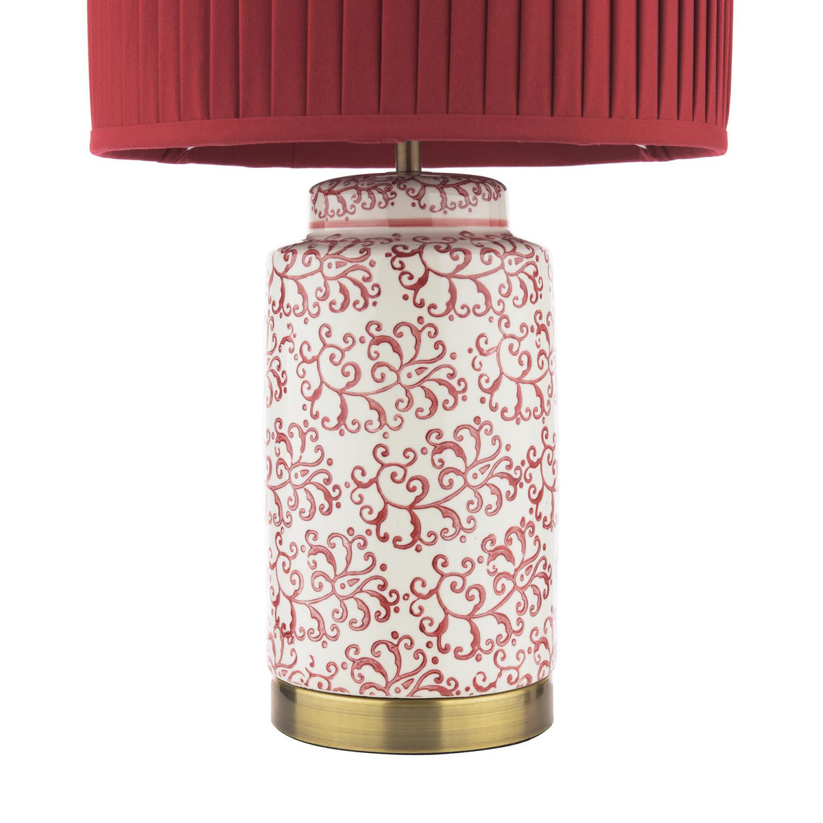 Laura Ashley Knipton Table Lamp Red Ceramic and Antique Brass With Shade