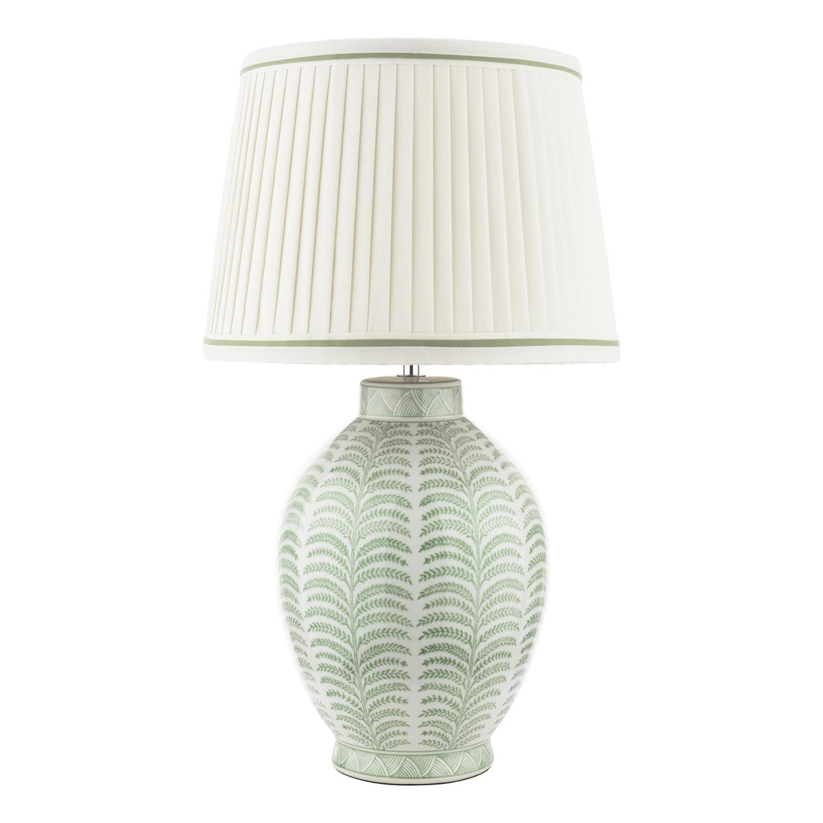 Laura Ashley Stannard Table Lamp Green Ceramic and Polished Chrome With Shade