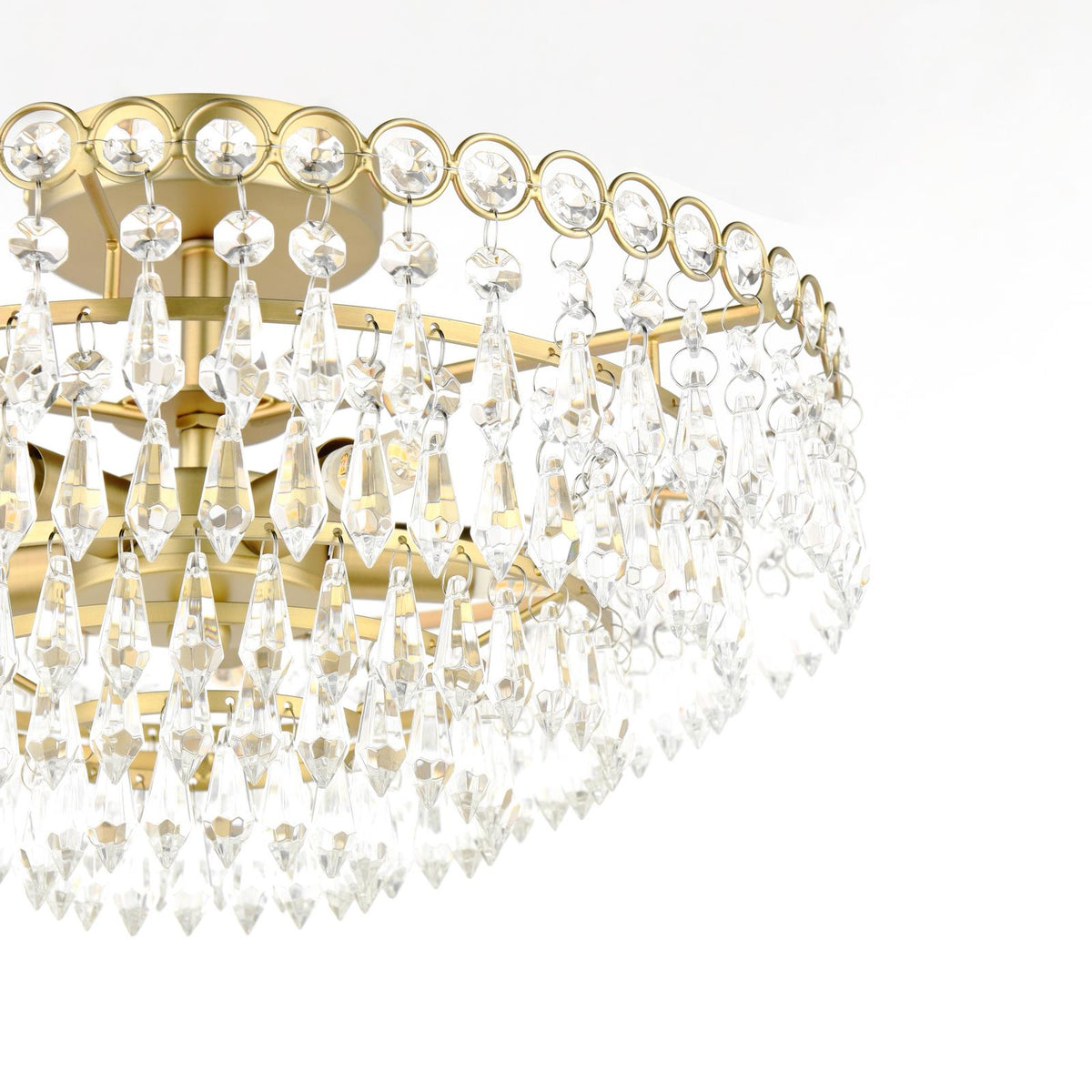 Laura Ashley Enid 5 Light Semi-Flush Faceted Glass and Matt Antique Brass