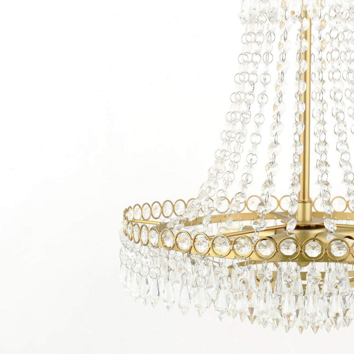Laura Ashley Enid 5 Light Chandelier Faceted Glass and Matt Antique Brass