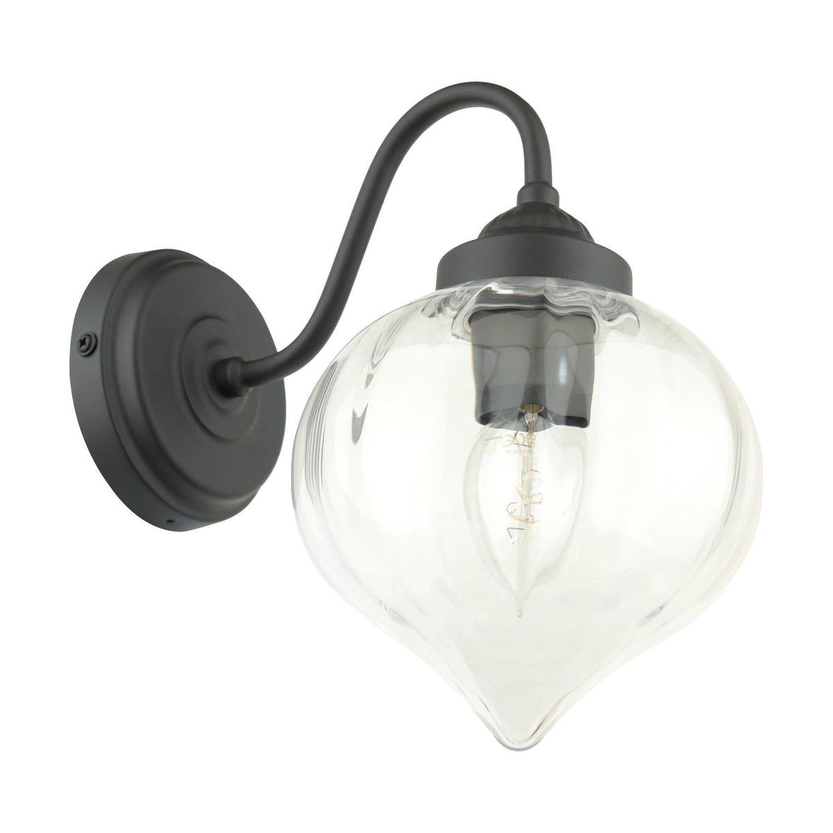 Laura Ashley Whitham Outdoor Wall Light Matt Black and Ribbed Glass IP44