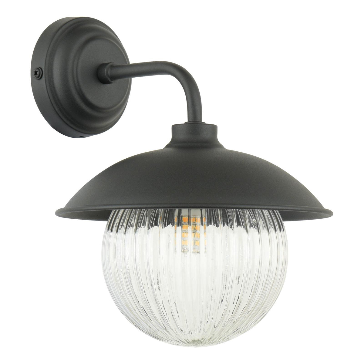 Laura Ashley Hatton Outdoor Wall Light Matt Black and Ribbed Glass IP44