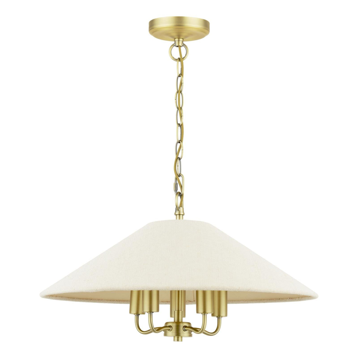 Laura Ashley Harland 5 Light Pendant Matt Antique Brass With Shade