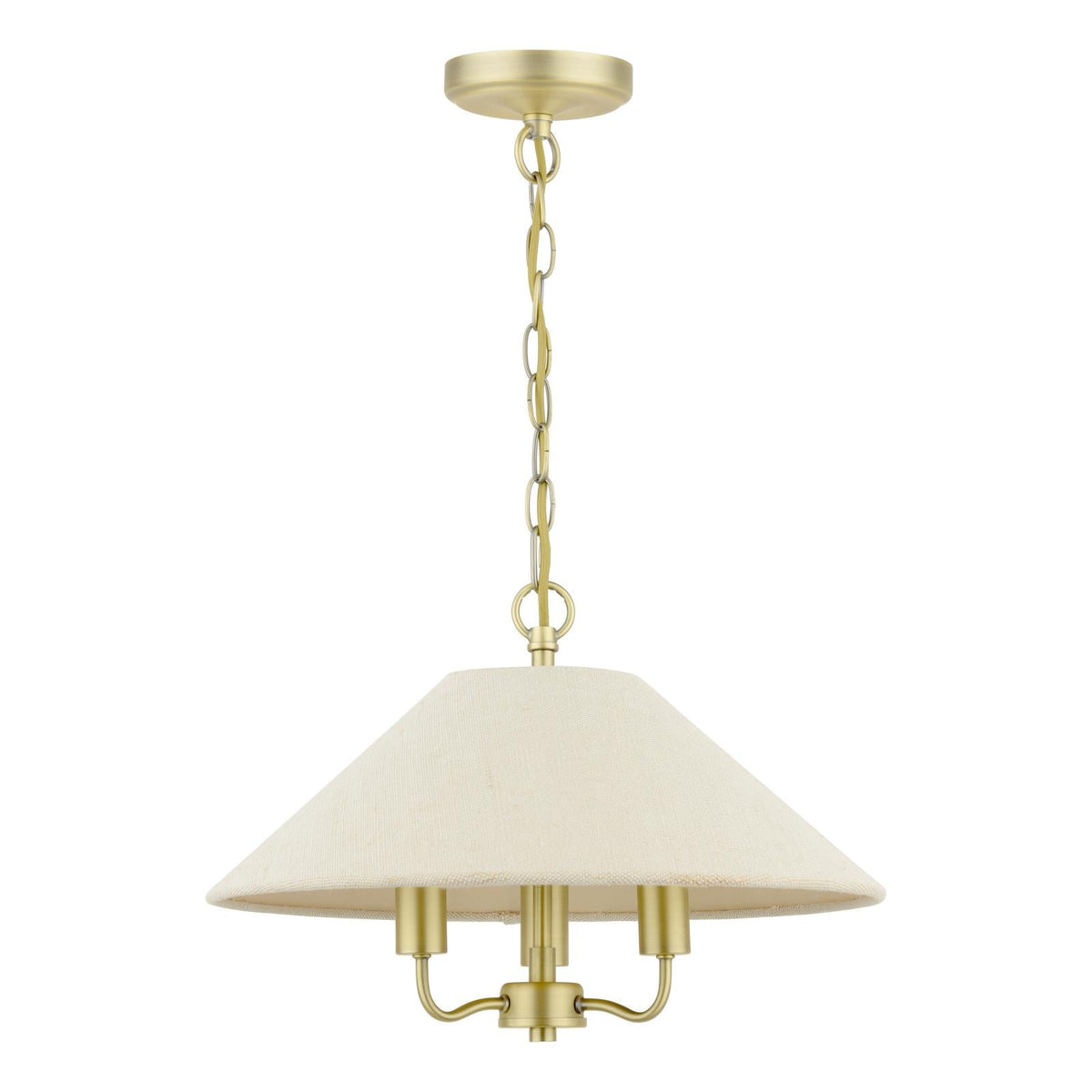 Laura Ashley Harland 3 Light Pendant Matt Antique Brass With Shade