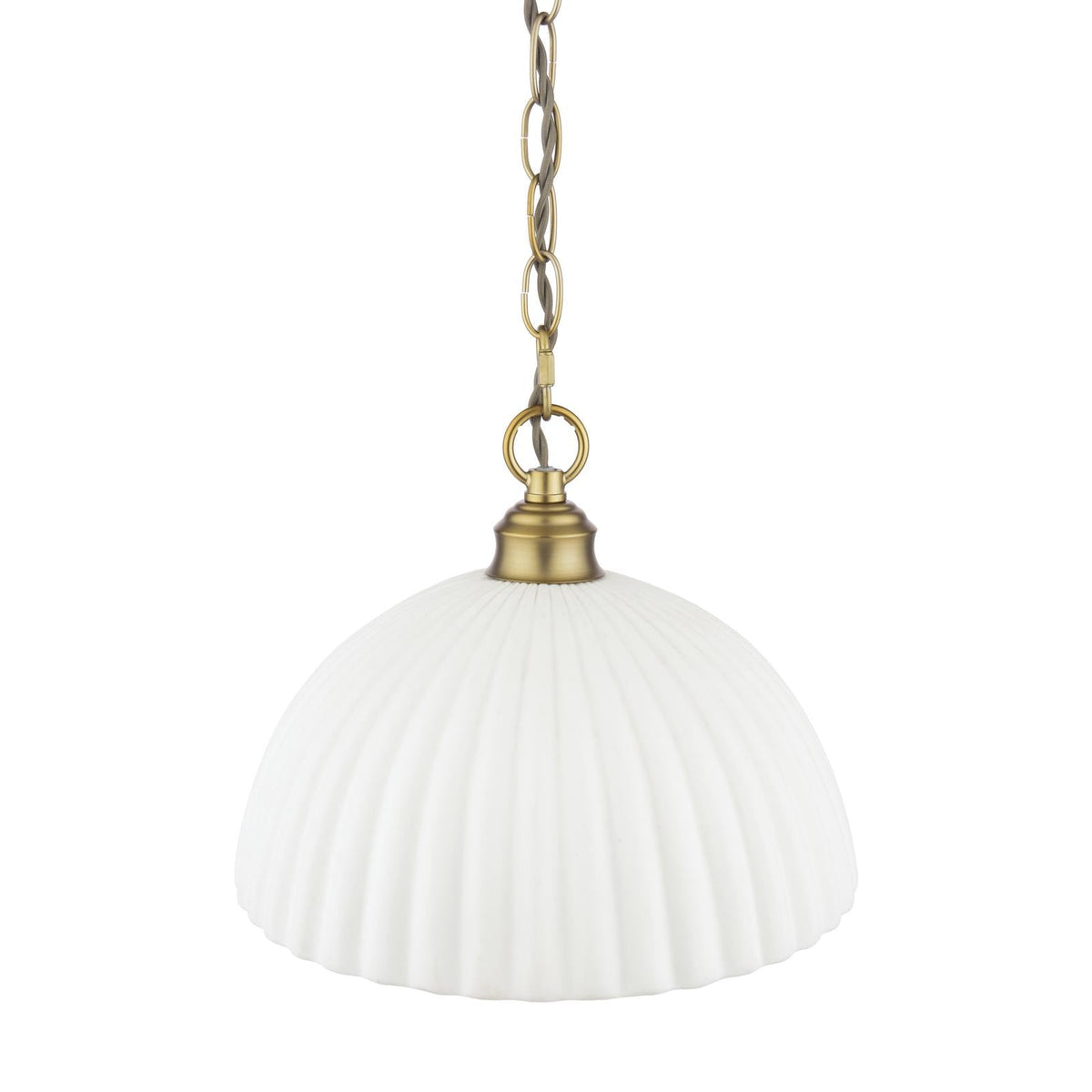Laura Ashley Durford Large Pendant Matt Antique Brass and White