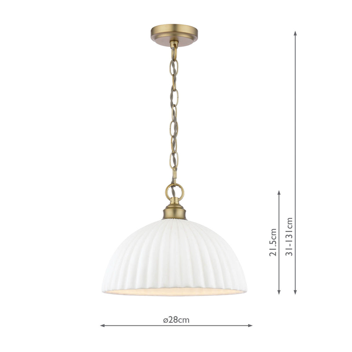 Laura Ashley Durford Large Pendant Matt Antique Brass and White