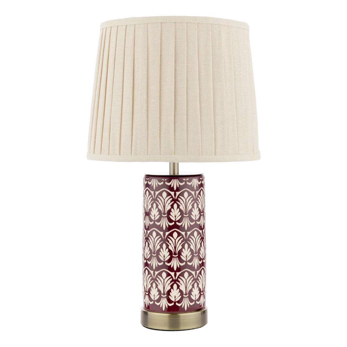 Laura Ashley Medlock Table Lamp Purple Ceramic and Antique Brass With Shade