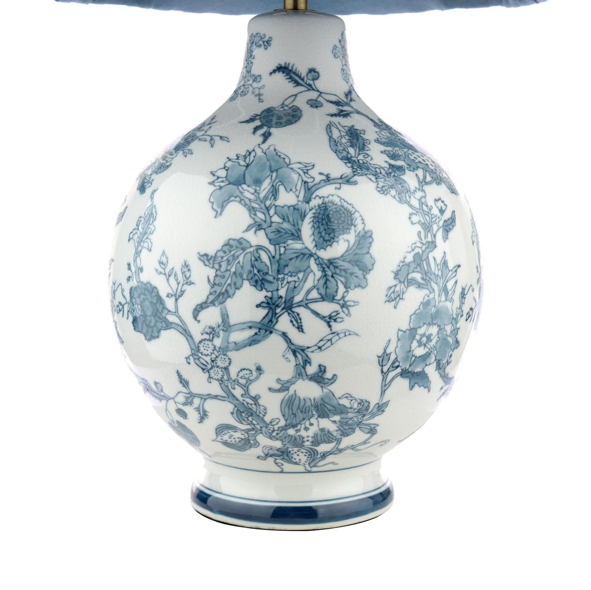 Laura Ashley Maltby Table Lamp Blue Ceramic and Antique Brass With Shade