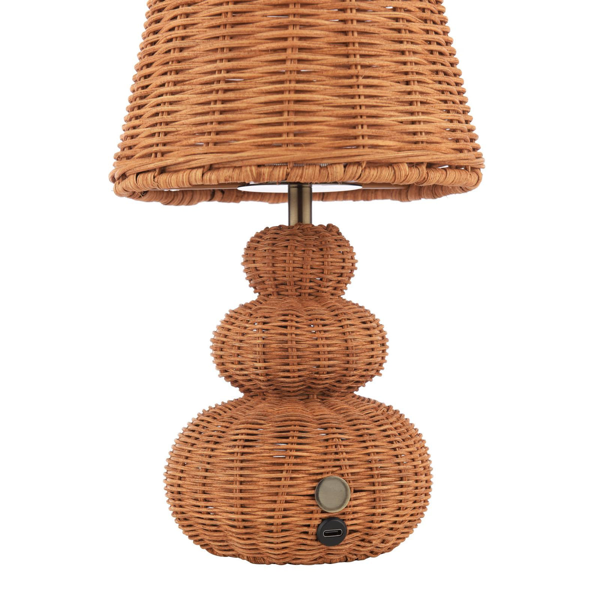 Laura Ashley Hasfield Rechargeable Table Lamp Natural Rattan With Shade LED