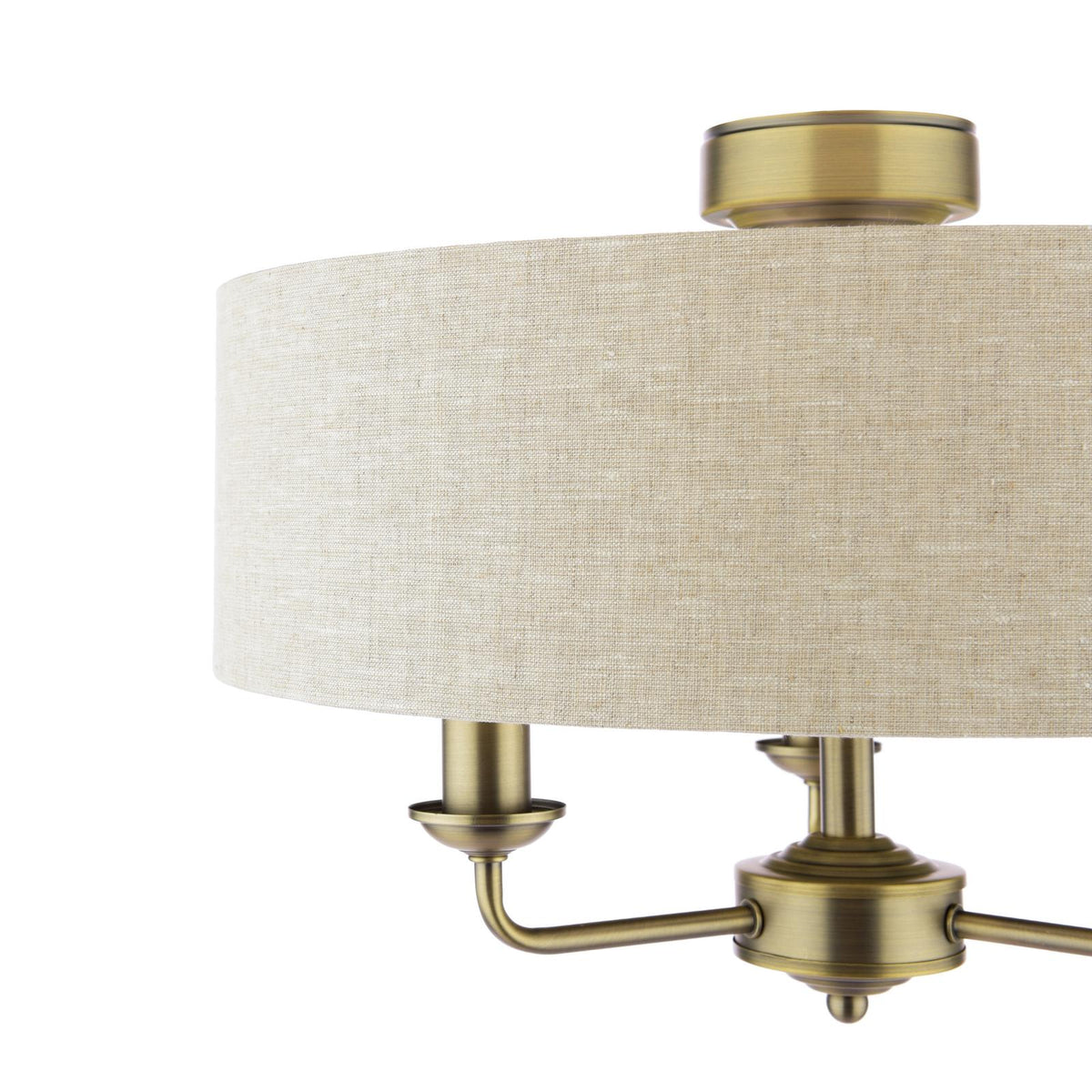 Laura Ashley Sorrento 3 Light Semi-Flush Matt Antique Brass With Natural Shade