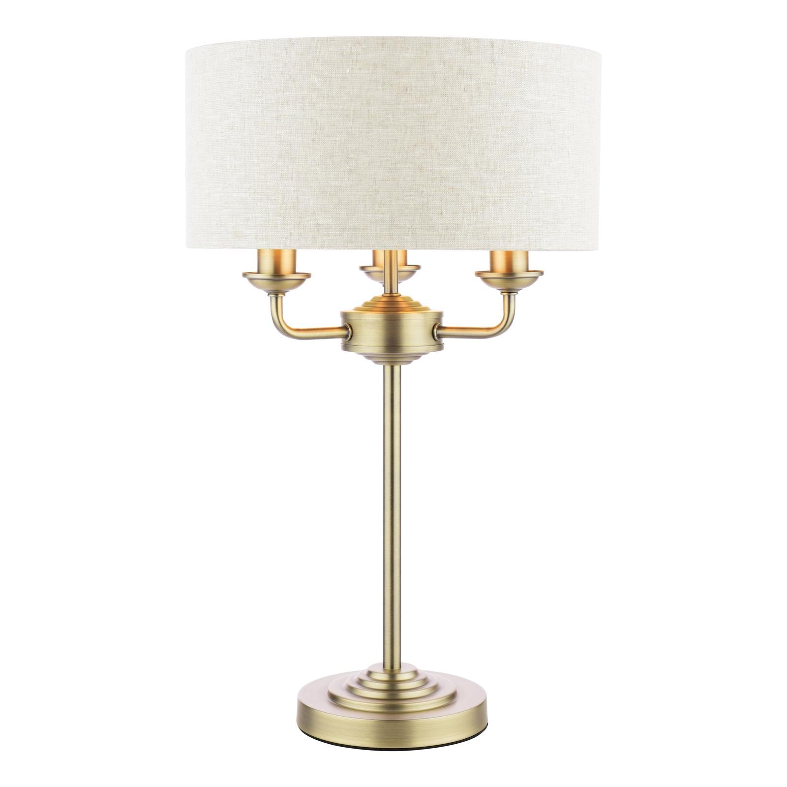 Laura Ashley Sorrento 3 Light Table Lamp Matt Antique Brass With Natural Shade
