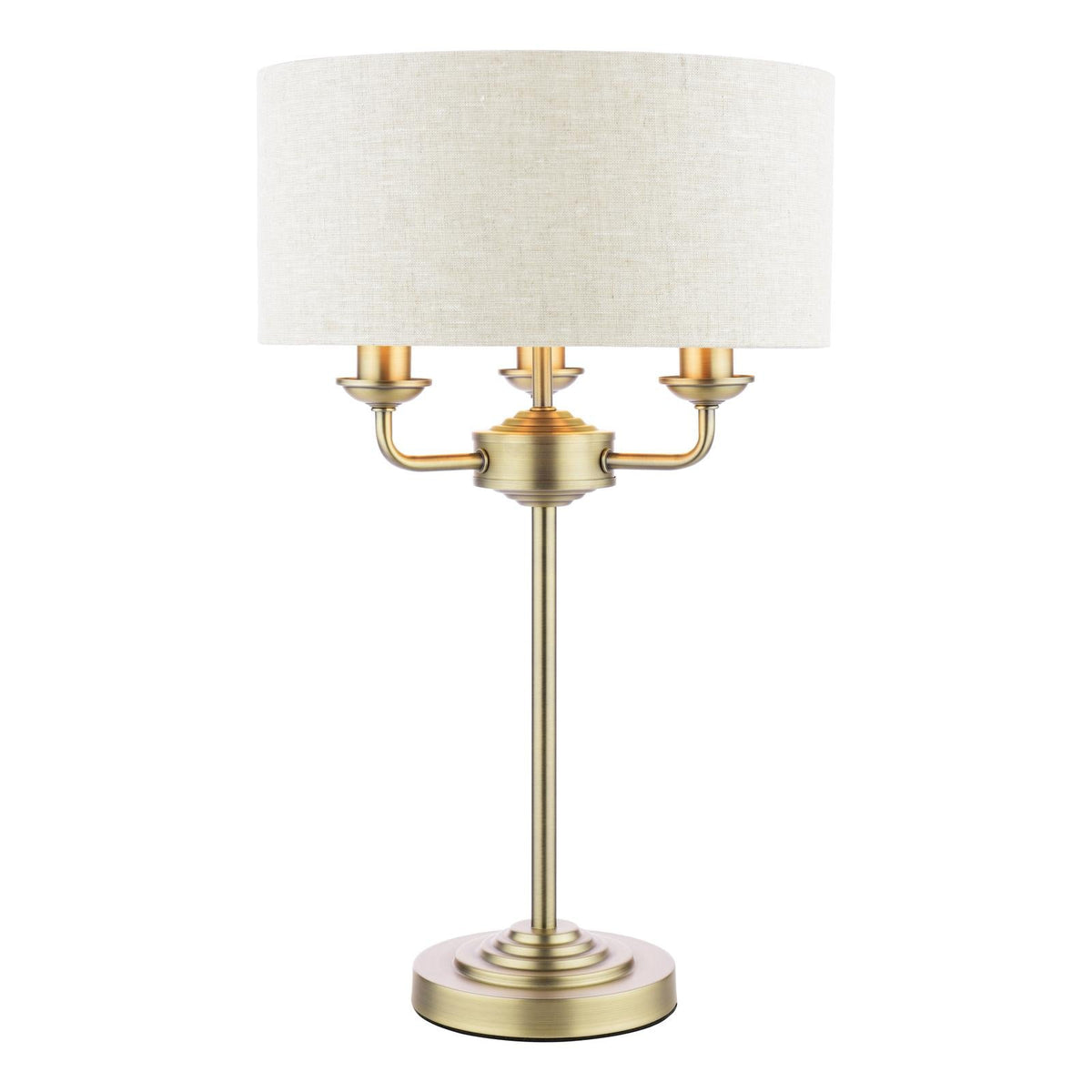 Laura Ashley Sorrento 3 Light Table Lamp Matt Antique Brass With Natural Shade