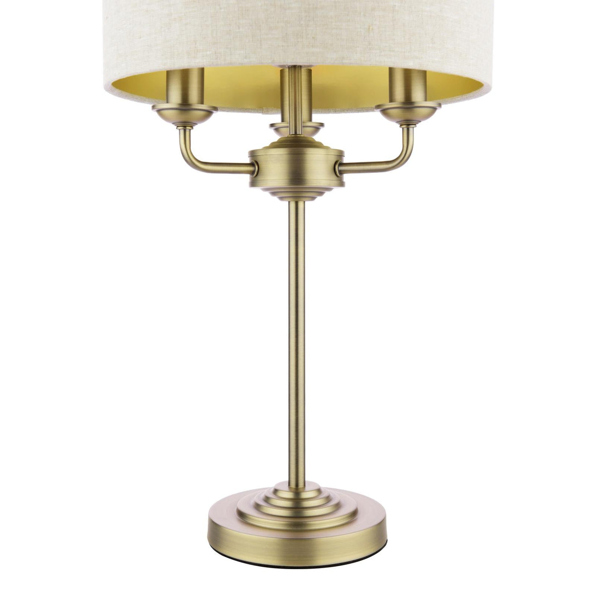 Laura Ashley Sorrento 3 Light Table Lamp Matt Antique Brass With Natural Shade